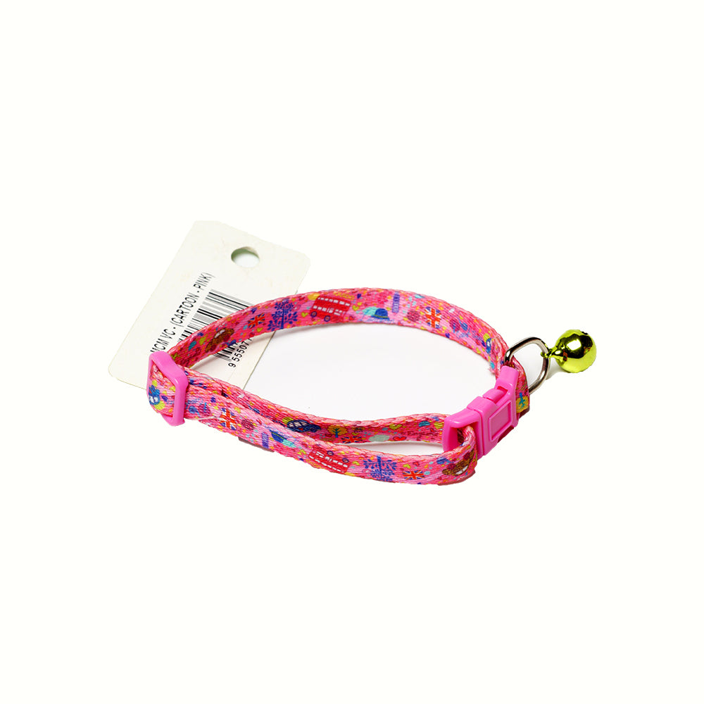 Collar With Bell (Small) Cartoon Pink