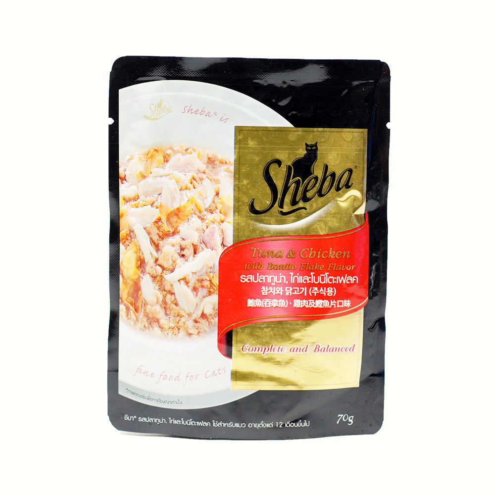 SHEBA Pouch Cat Wet Food Adult Tuna Chicken With Bonito 70g