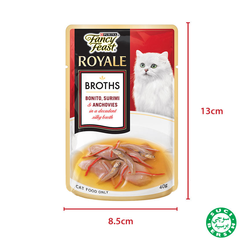Fancy Feast Broths Bonito Surimi Anchovy 40g