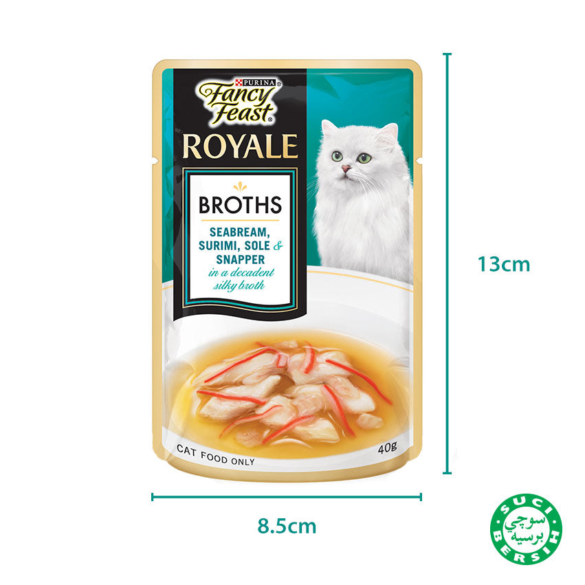 Fancy Feast Broths SeaBream, Surimi, Sole & Snapper 40g