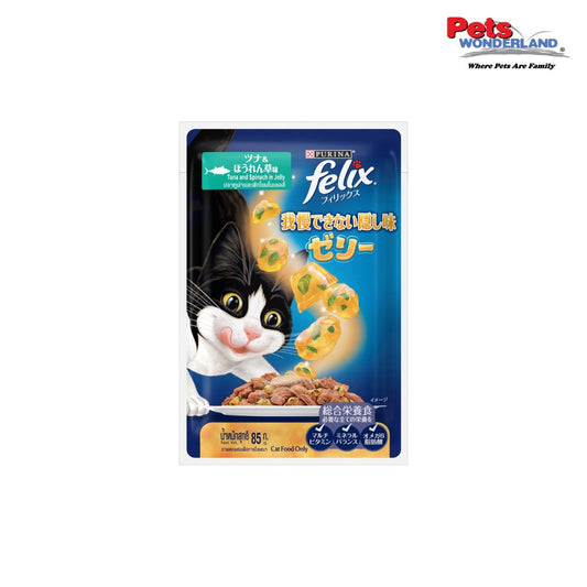FELIX Sensations Jellies Cat Wet Pouch Tuna & Spinach 70g