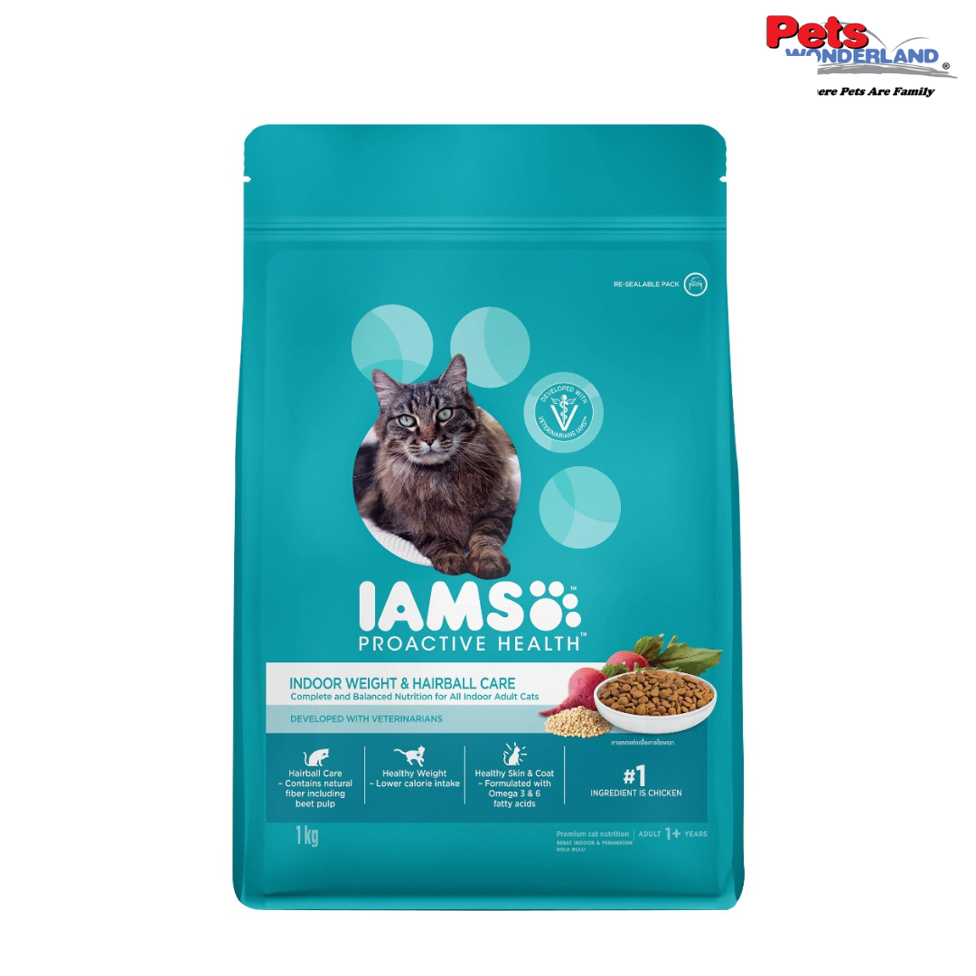 IAMS Cat Dry Food Adult Indoor Weight & Hairball Care Chicken 1kg