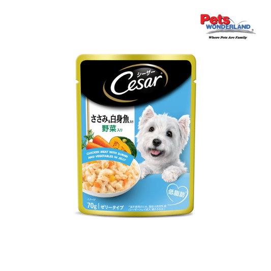 CESAR Dog Wet Pouch Chicken & Surimi and Vegetable in Jelly