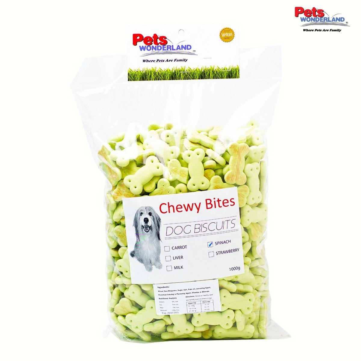 Pets Wonderland Dog Biscuit 1kg, Spinach