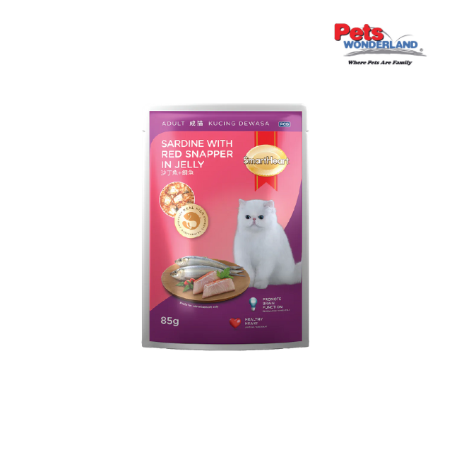 SmartHeart Cat Pouch Sardine With Red Snapper in Jelly 85g