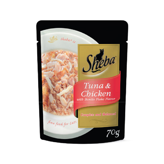 SHEBA Pouch Cat Wet Food Adult Tuna Chicken With Bonito 70g
