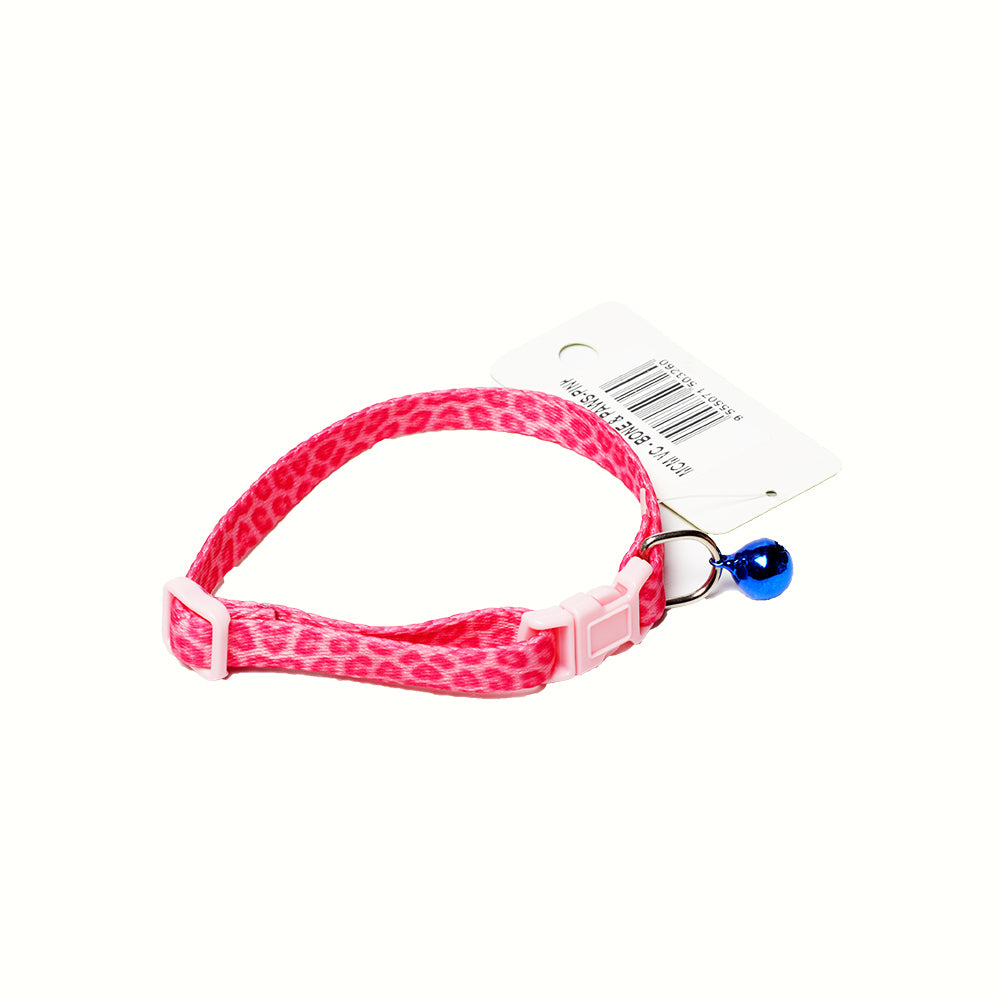 Collar With Bell (Small) Bones & Paws Pink