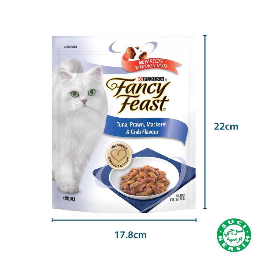 Fancy Feast Dry Tuna Prawn Mackerel & Crab 450g