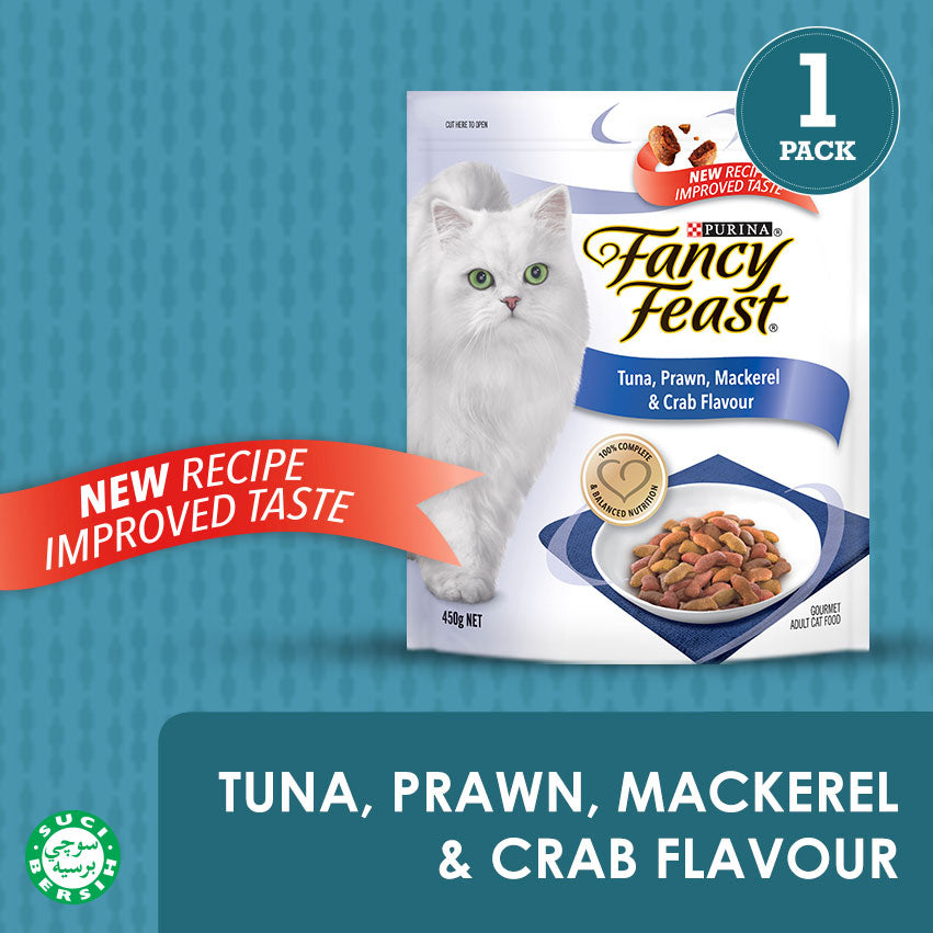 Fancy Feast Dry Tuna Prawn Mackerel & Crab 450g