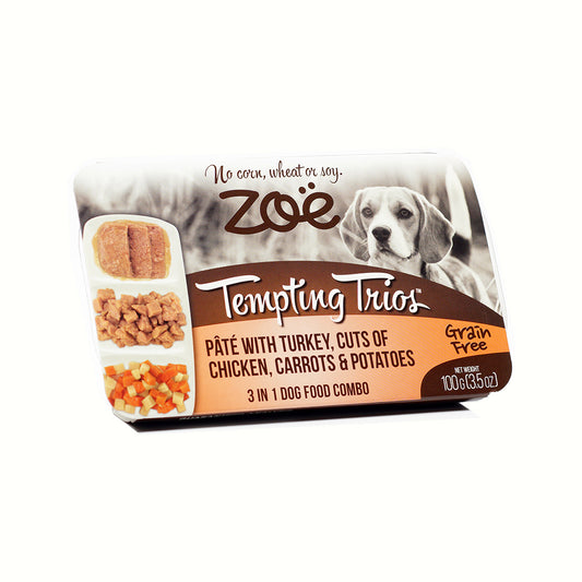 Zoe Tempting Trios Turkey,Chicken,Carrot & Potatoes 100g