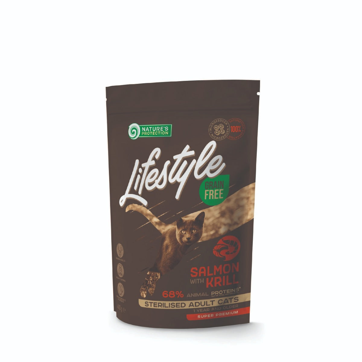 Lifestyle Grain Free Salmon with Krill for Sterilised Adult Cat Food 400g