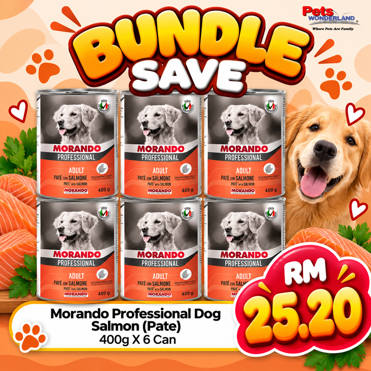 BUNDLE SAVE - Morando Professional Dog Salmon (Pate) 400g X 6 Can