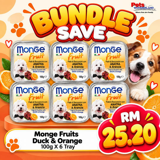 BUNDLE SAVE - Monge Fruits Duck & Orange 100g X 6 Tray