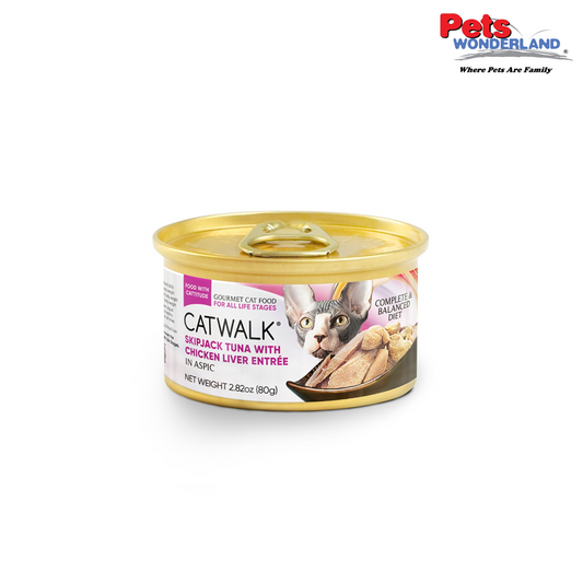 Catwalk Skipjack Cat Wet Food Tuna with Chicken Liver Entree in Aspic 80g