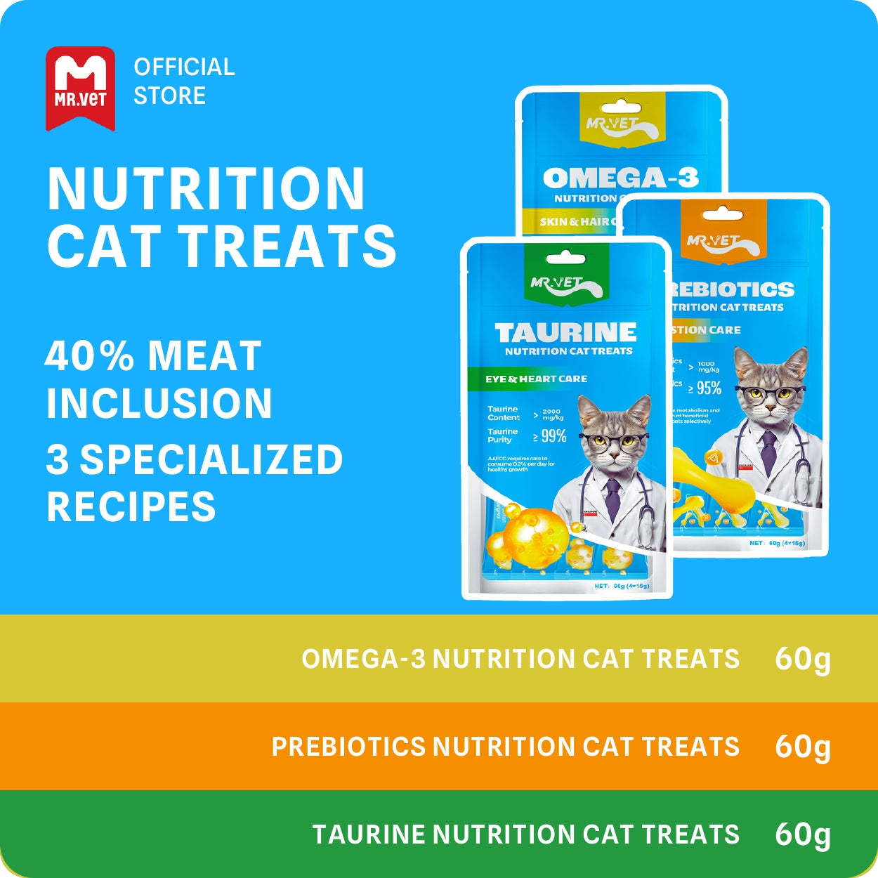 MR.VET Omega-3 Nutrition Cat Treats