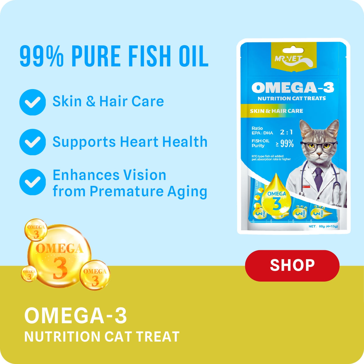 MR.VET Omega-3 Nutrition Cat Treats