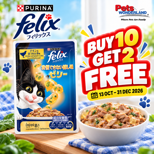 BUY 10 GET 2 FREE  - FELIX Sensations Jellies Cat Wet Pouch Chicken & Spinach 85g