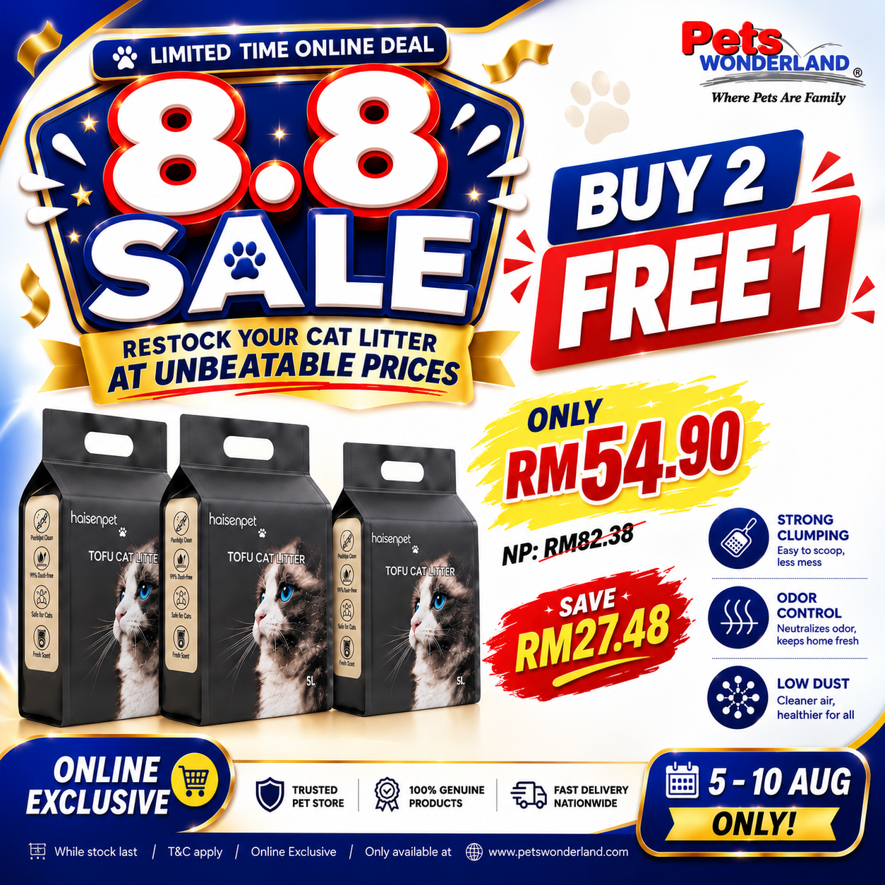 8.8 SALE  - Haisenpet Tofu Cat Litter Lavender Scent 6L x 3packs