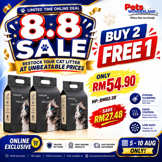 8.8 SALE - Haisenpet Tofu Cat Litter Original 6L x 3packs