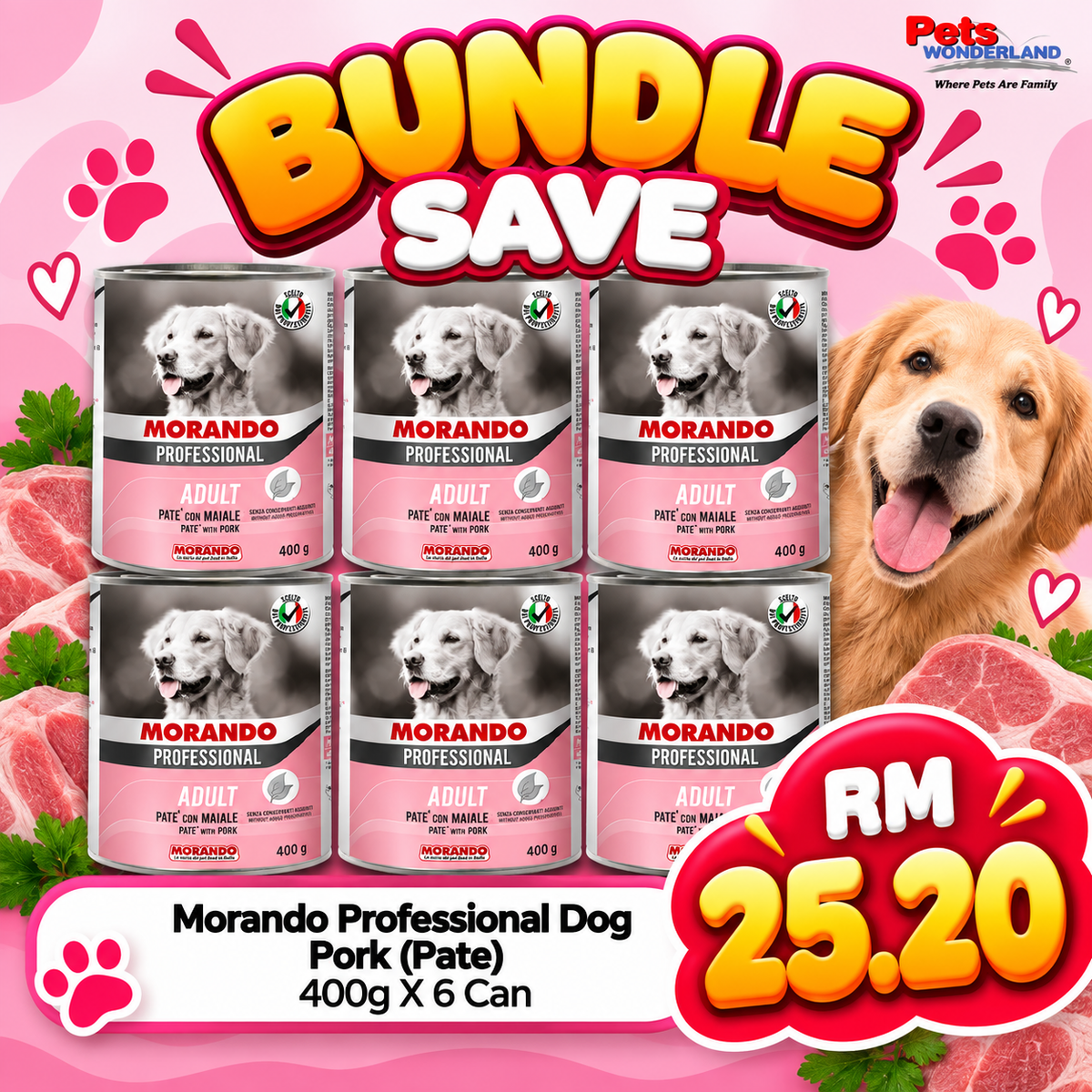 BUNDLE SAVE - Morando Professional Dog Pork (Pate) - 400g X 6 Can