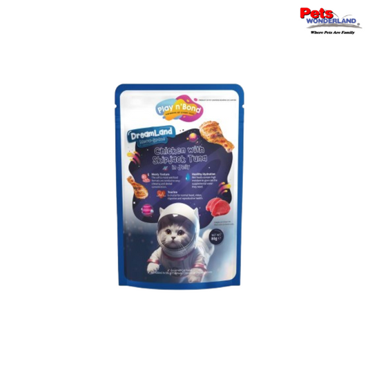 Play N' Bond Meow Space Pouch Chic w/Skipjack Tuna Pouch 80g