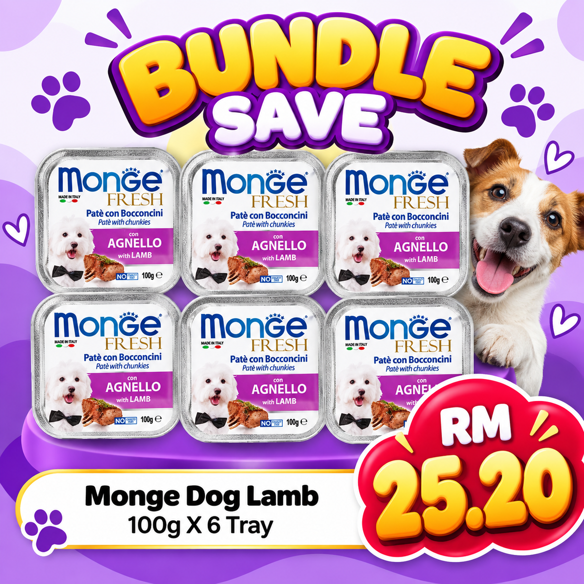 BUNDLE SAVE - Monge Lamb 100g X 6 Tray