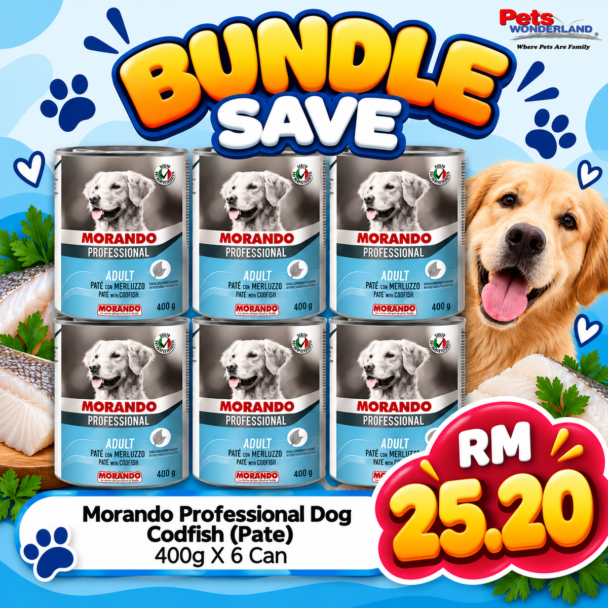 BUNDLE SAVE - Morando Professional Dog Codfish (Pate) 400g X 6 Can