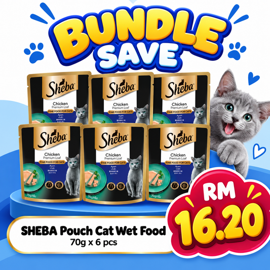 BUNDLE SAVE - Sheba Pouch Cat Wet Food Adult Chicken 70g X 6pcs