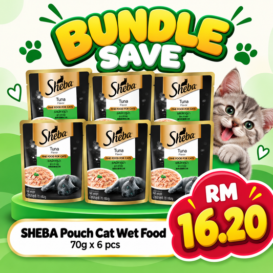 BUNDLE SAVE - SHEBA Pouch Cat Wet Food Adult Tuna 70g X 6Pcs