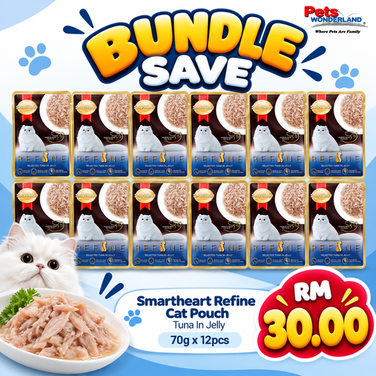 BUNDLE SAVE - Smartheart Refine Cat Pouch Tuna In Jelly 70g x 12pcs