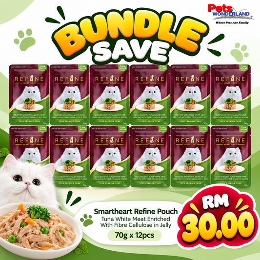 Smartheart Refine Pouch Tuna White Meat Enriched With Fibre Cellulose in Jelly 70g x 12pcs