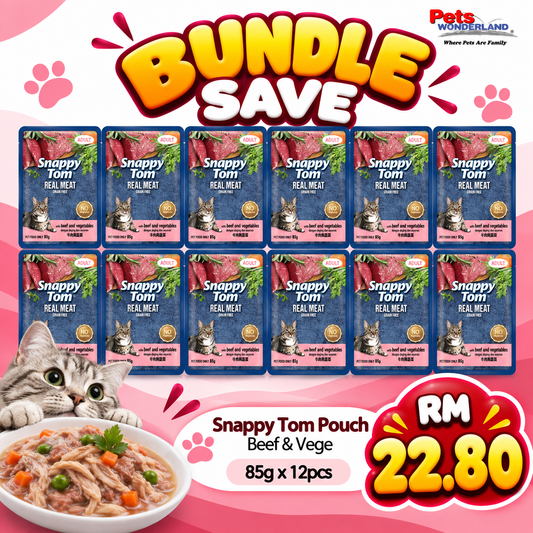 BUNDLE SAVE - Snappy Tom Pouch Beef &  Vege 85g X 12pcs