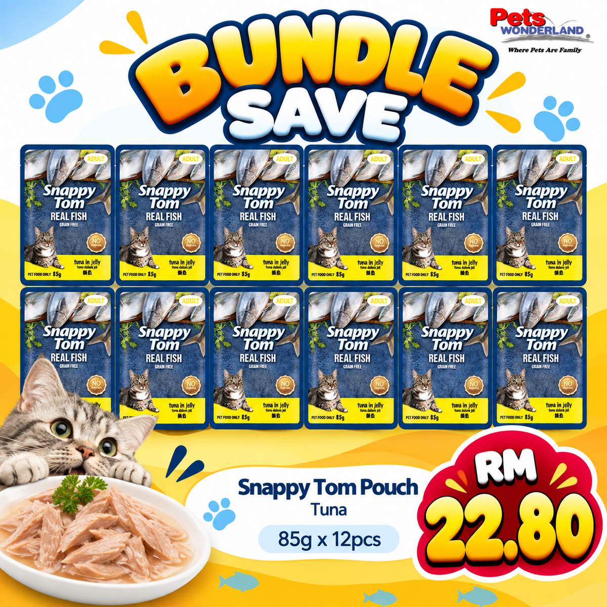 BUNDLE SAVE - Snappy Tom Pouch Tuna 85g X 12pcs