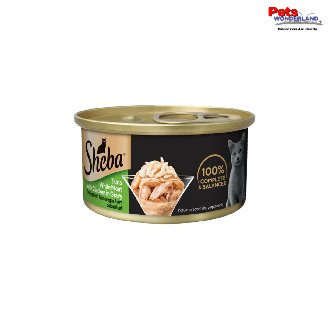 SHEBA Can Cat Wet Food Adult Tuna Whitemeat Chicken in Gravy 85G