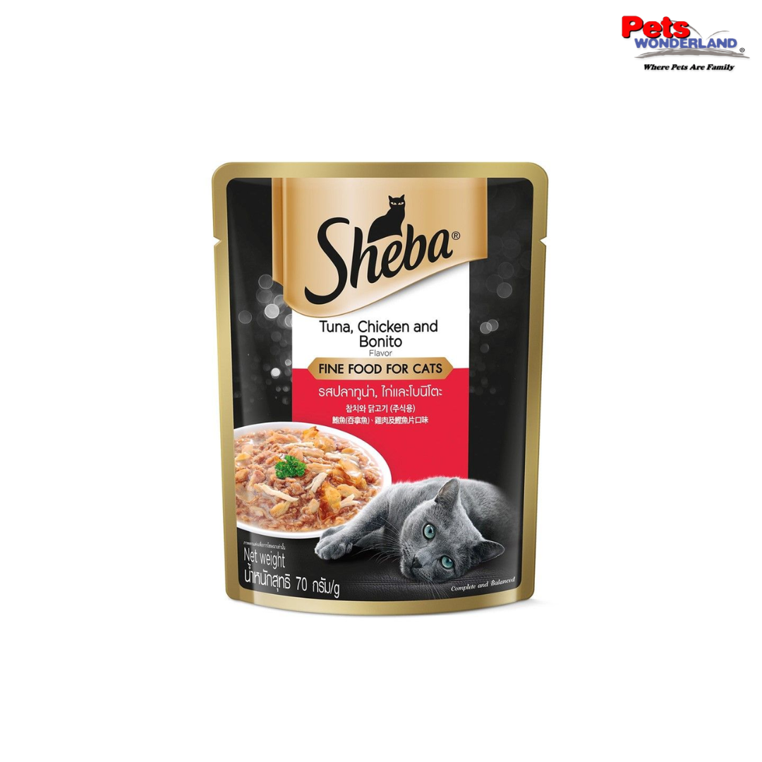 BUNDLE SAVE - SHEBA Pouch Cat Wet Food Adult Tuna Chicken With Bonito 70g X 6 Pcs