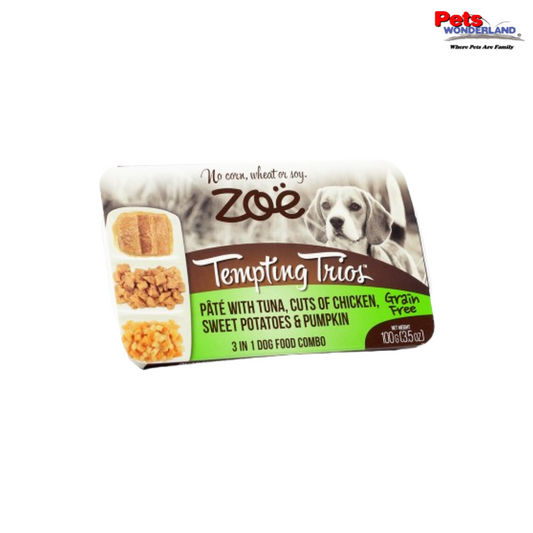 Zoe Tempting Trios Tuna, Chicken, Potatoes & Pumpkin 100g